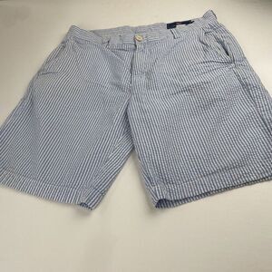Vineyard Vines Breaker Blue/White‎ Striped Flat Front Chino Shorts Mens 33 Used